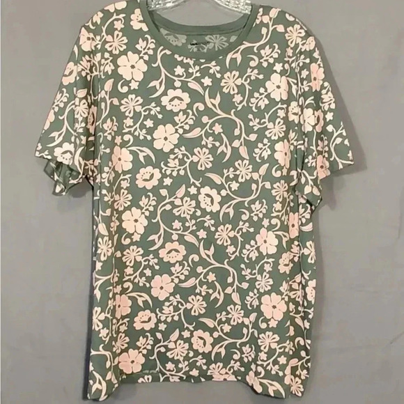 LANDS END woman’s 1X round neck floral top - Picture 1 of 3